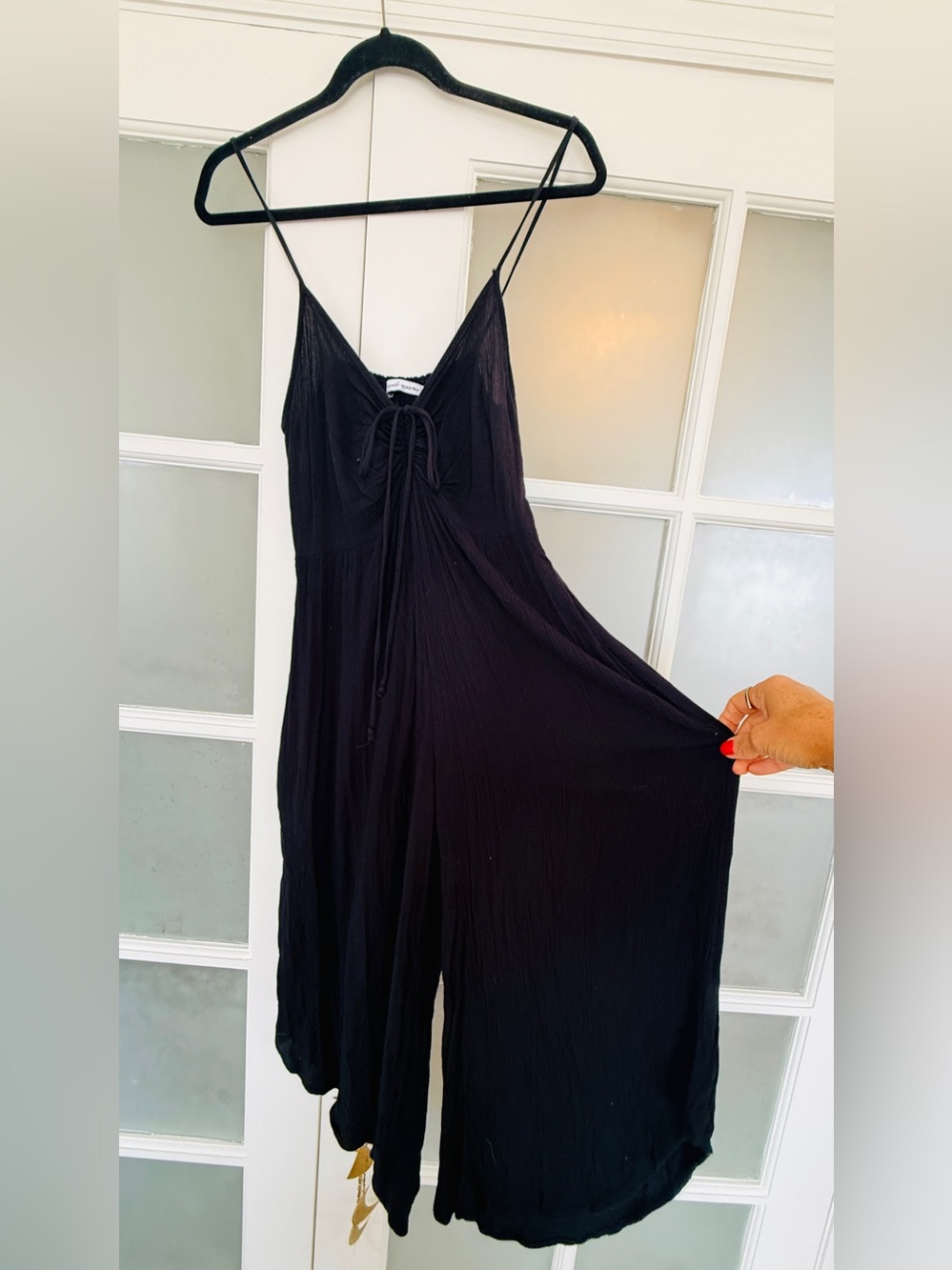 French Quarter Black Wide Leg Jumpsuit | Boho Gauze | Size Large